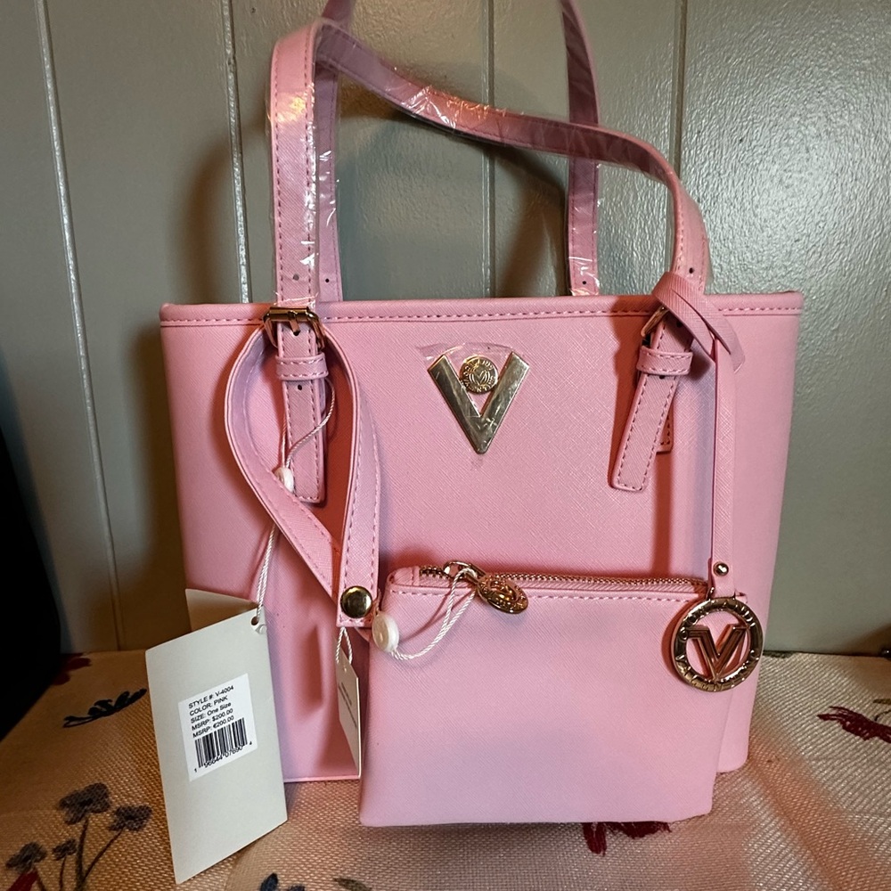 Valentino Orlandi Pink Tote with Gold Hardware